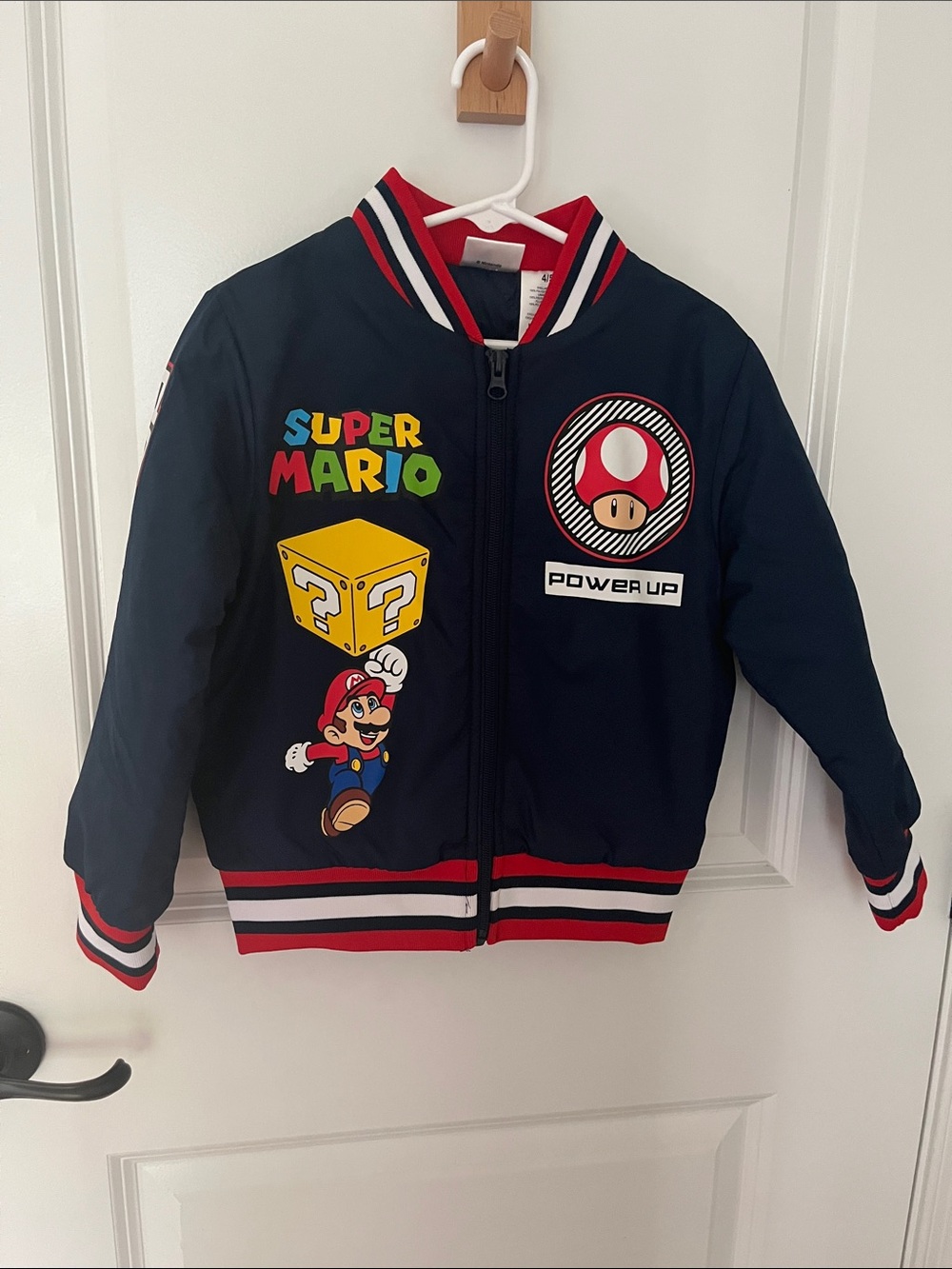 Nintendo Super Mario Navy Kids Bomber Jacket - Power Up
